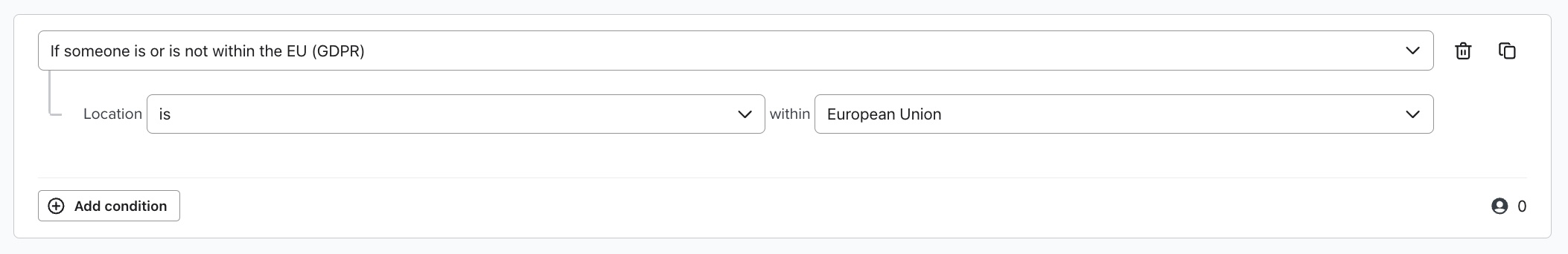 Segment condition for profiles in the EU