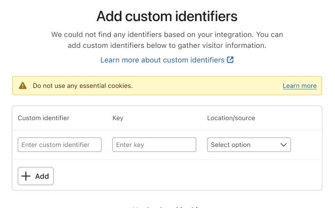 Option zum Hinzufügen weiterer benutzerdefinierter Identifikatoren