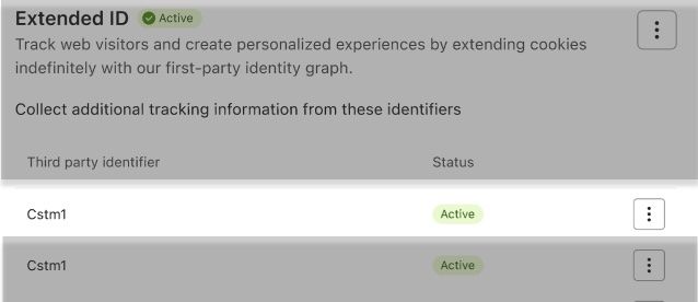 Menu de 3 pontos ao lado do identificador específico