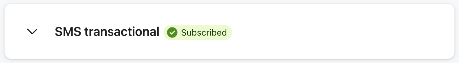 Subscribed to SMS transactional on a profile