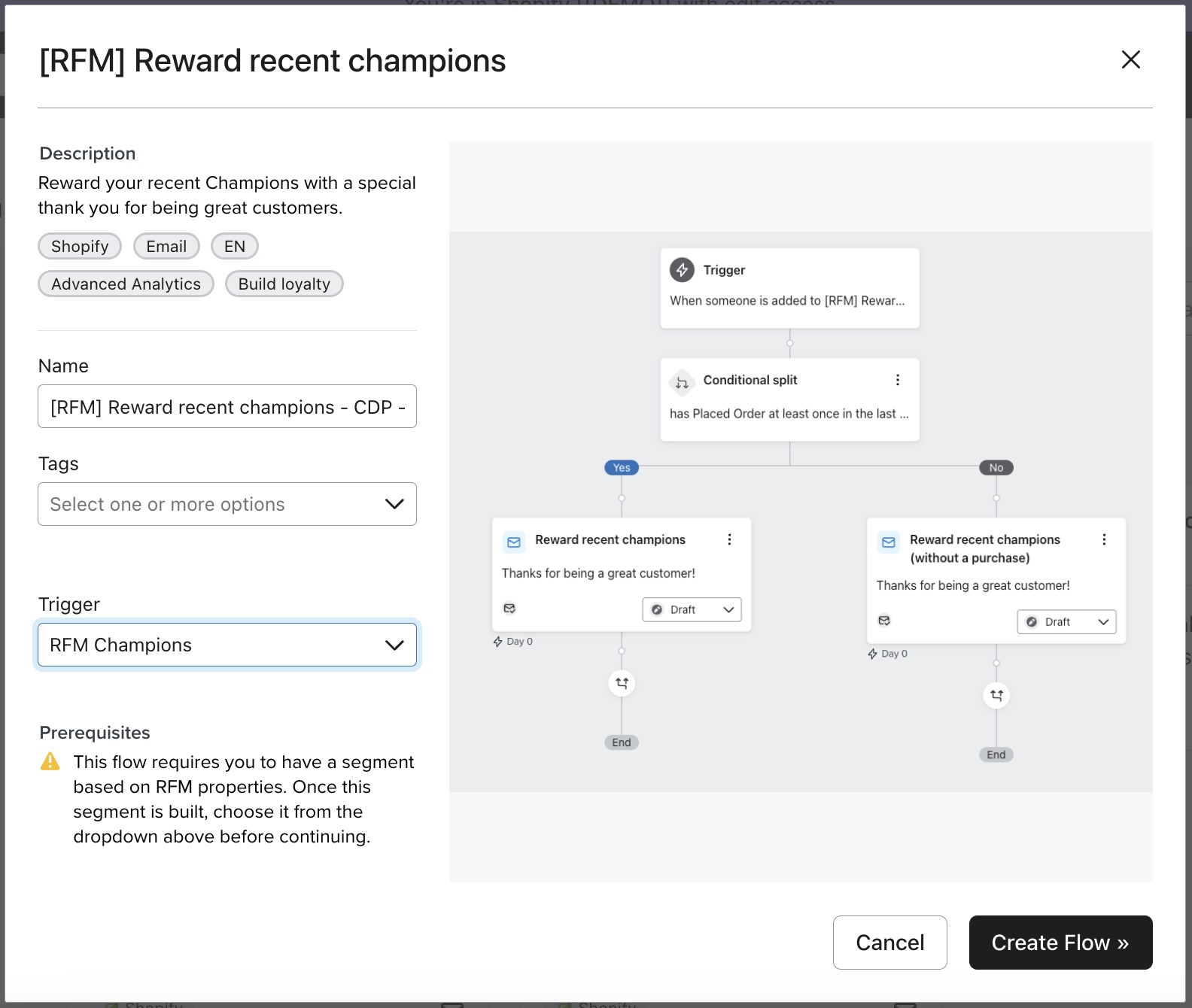 Set trigger for the reward recent champions flow in the flow library