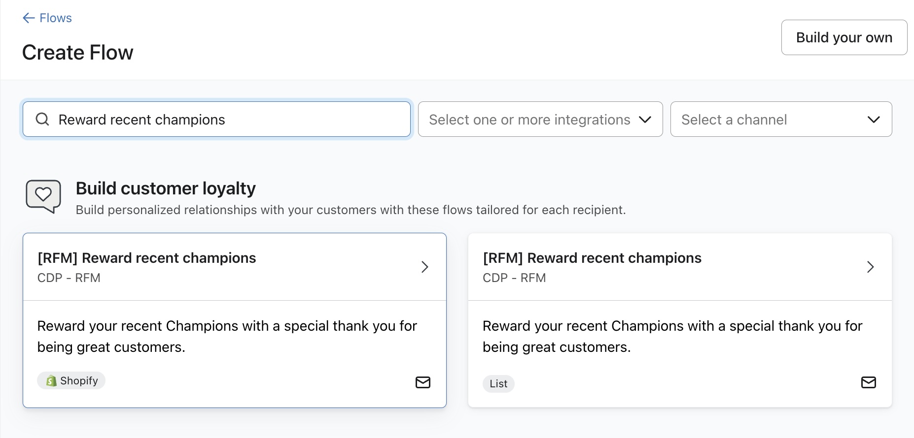 Récompenser les champions récents flux dans la bibliothèque de flux