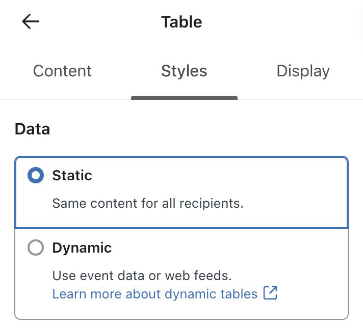 The block's styles menu