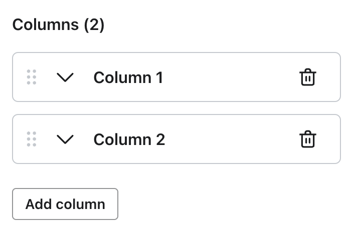 The Add columns option