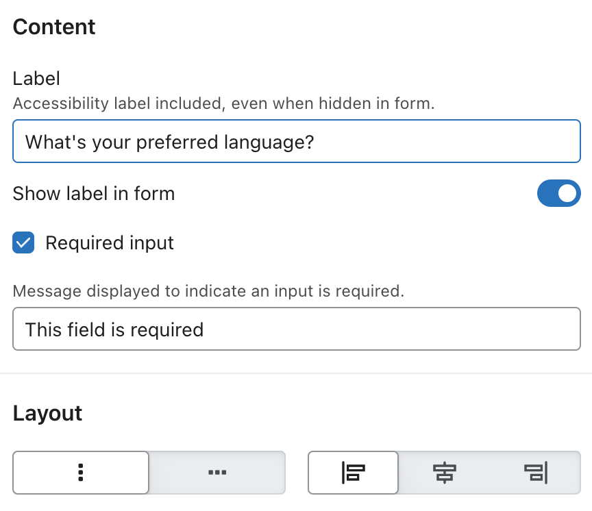 Adding a label and making a radio button field required