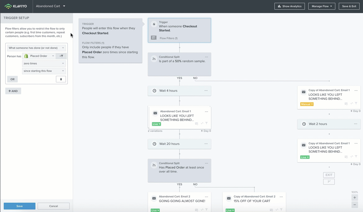 Create flows with events