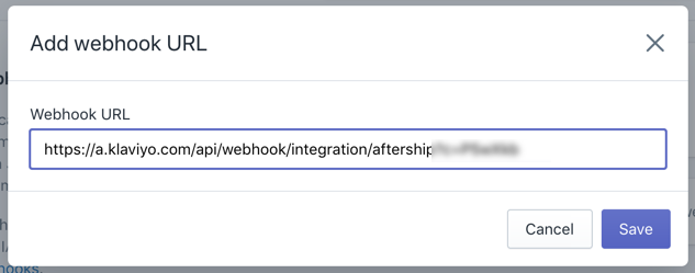 Adding Klaviyo webhook URL to popup box with cancel and save buttons in the bottom right hand corner