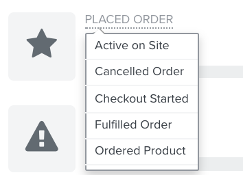 Placed order metric dropdown showing options to change to another metri