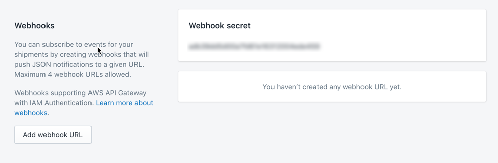 In webhooks menu, click add webhook URL on left hand side of the page
