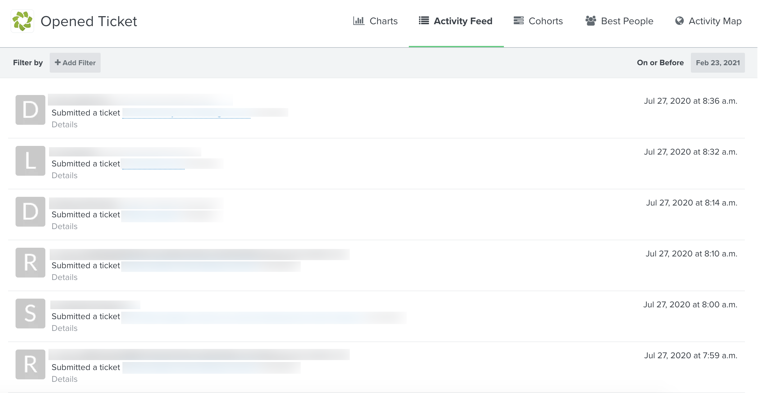 View Zendesk metric sync in Activity Feed