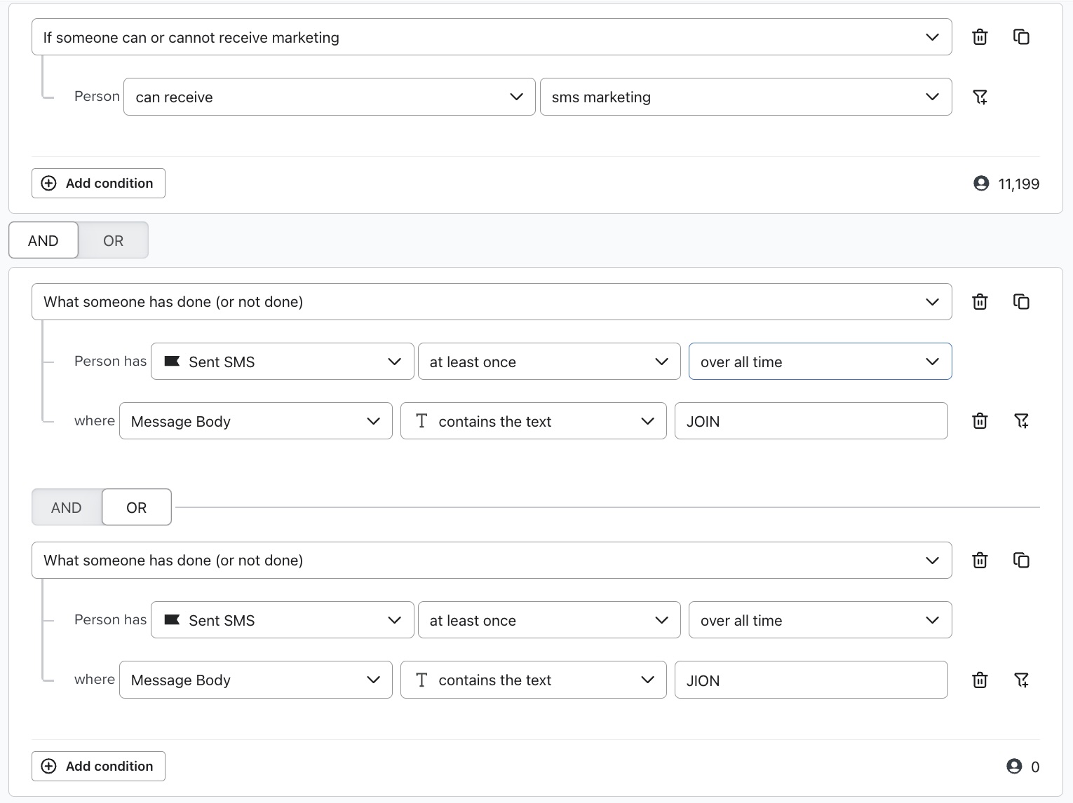 segment van profiel dat de keyword JOIN heeft verzonden