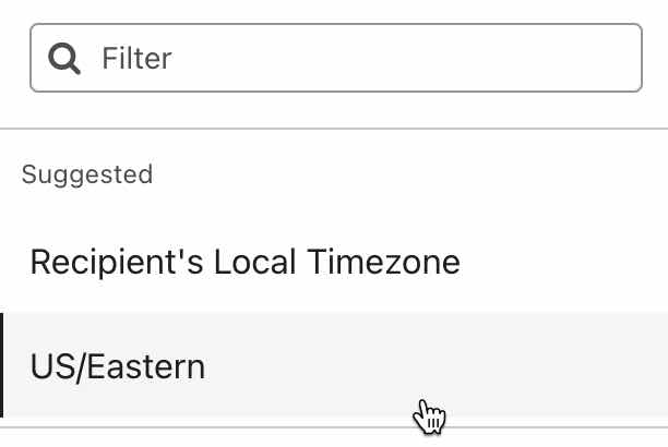 Voorbeeld van kiezen tussen een specifieke tijdzone of de lokale tijdzone van de ontvangers