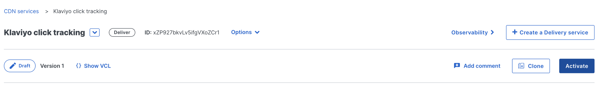 Activeer knop in Fastly