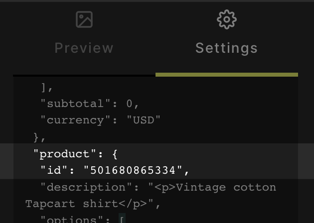 De product-ID variabele in de code