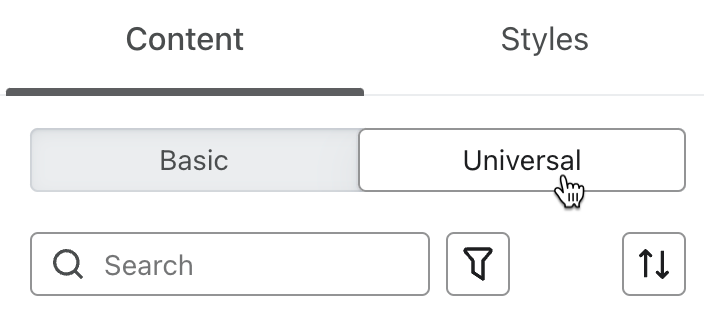 De optie Universeel in de zijbalk van de template editor