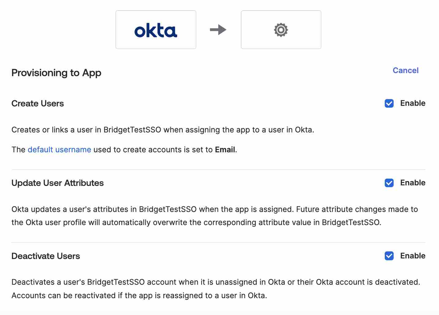 functies inschakelen in de inrichting naar App pagina