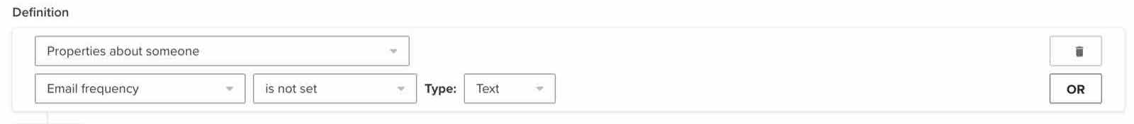 Geen frequentie ingesteld segment