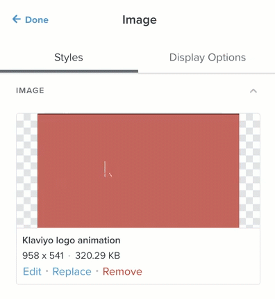 Een gif in Klaviyo's e-mail editor