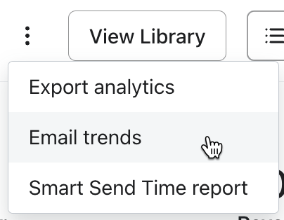 Dropdown met de optie Email trends