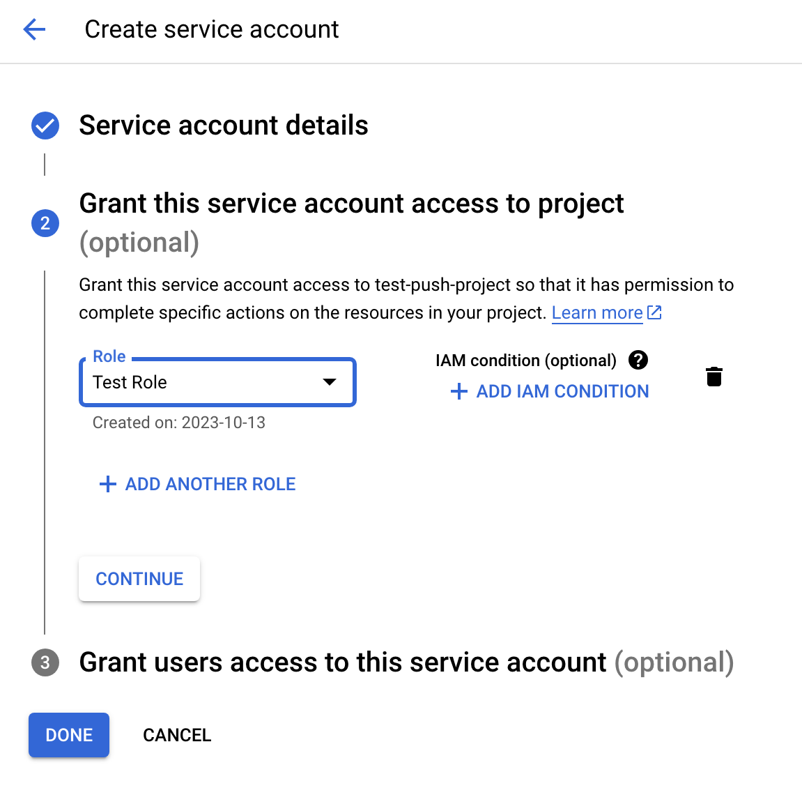 Een rol toevoegen aan een nieuwe service account