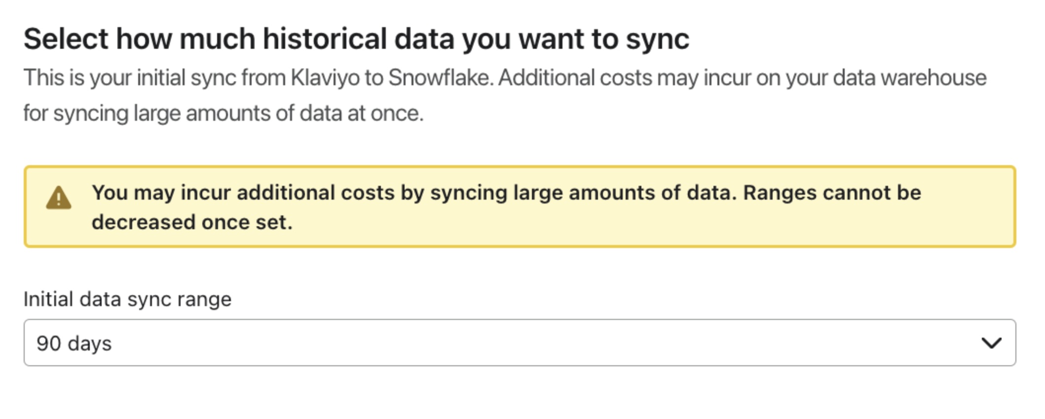 Selecteer hoeveel gegevens je wilt synchroniseren met je datawarehouse