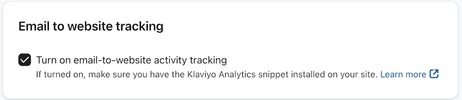 Email naar website tracking met selectievakje uitgeschakeld