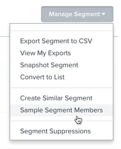 De knop Sample segment