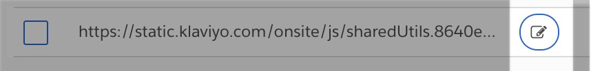 Een uitgelichte weergave van het bewerkingspictogram met potlood rechts van je website-URL