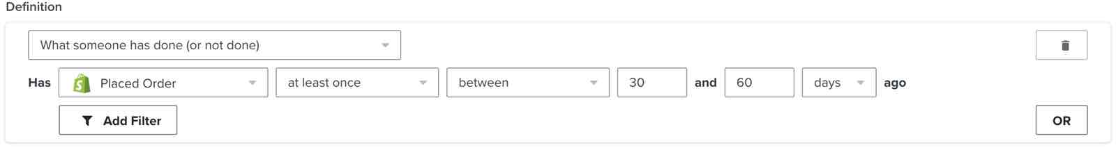 Een segment met relatieve tijdsomstandigheden