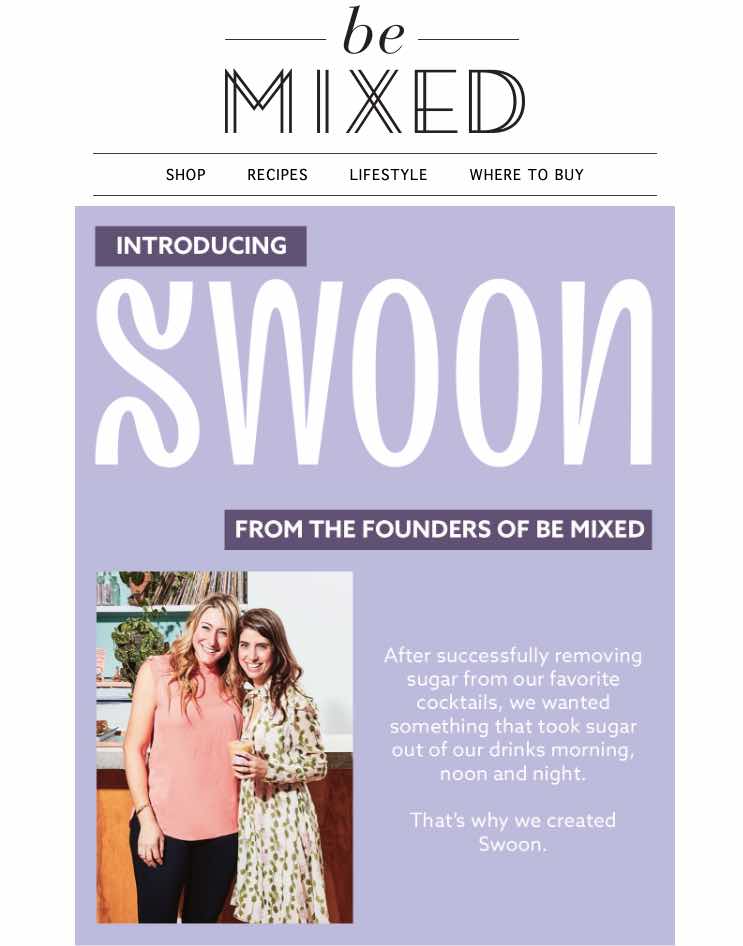 Swoon e-mail als voorbeeld van rebranding