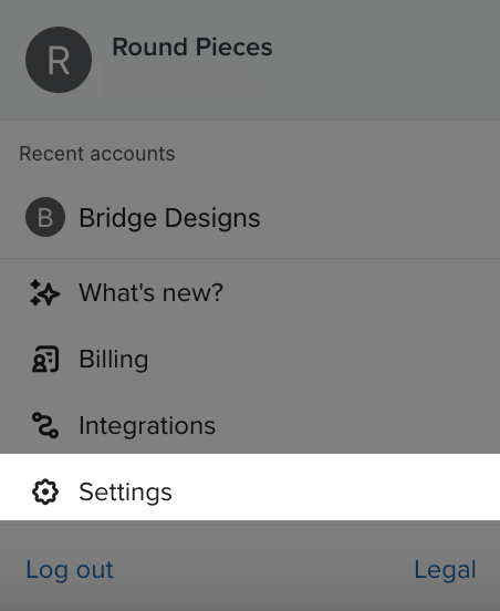 Klaviyo-accountmenu linksonderaan