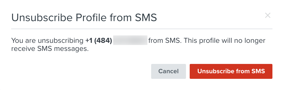 Modal, aby potwierdzić, że chcesz usunąć zgoda na wysyłkę SMS z profilu