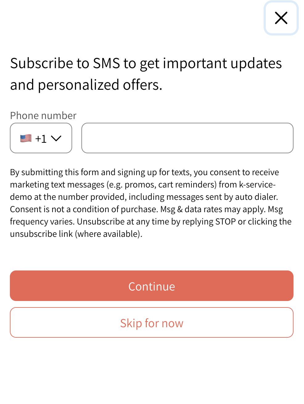 Zgoda na wysyłkę SMS pojawiająca się, gdy ktoś loguje się na swoje konto klienta.