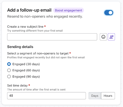 Opcja i ustawienia dodawania kolejnych wiadomości e-mail