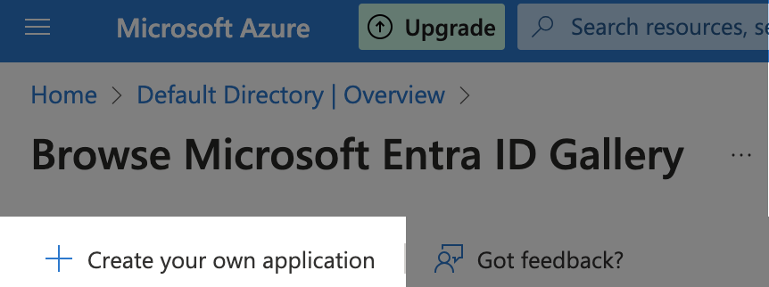 Microsoft Entra ID Gallery, gdzie możesz utworzyć aplikację