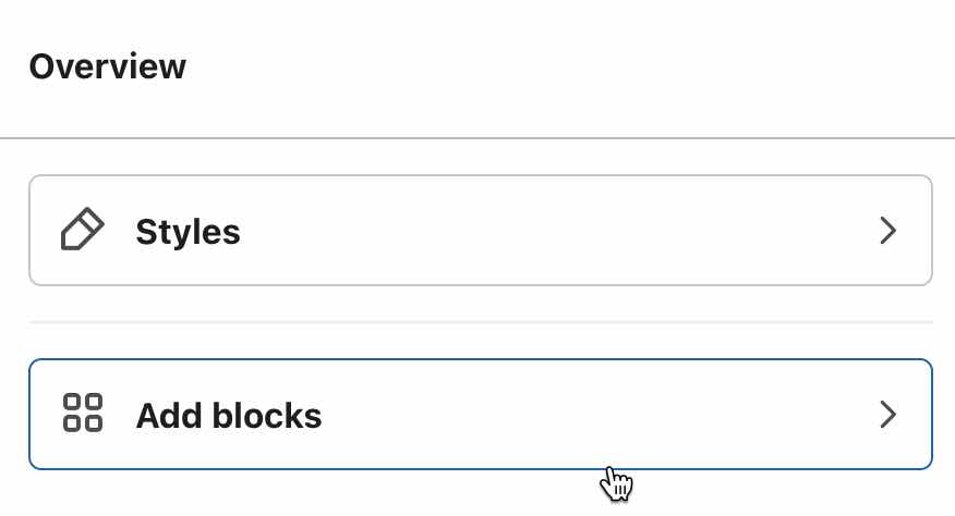 Lägg till block på preferenssidan