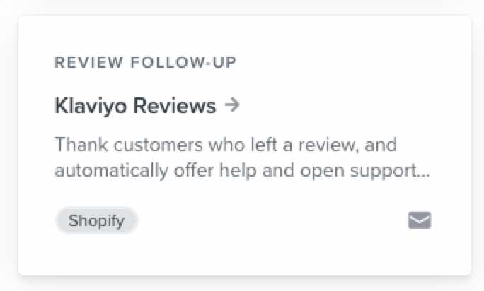 Klaviyo Recensioner flöde kort