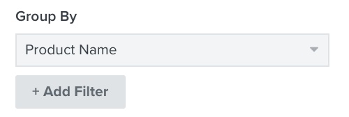 I en Rapport om produktprestanda kan du lägga till ett filter för att gruppera efter t.ex. produktnamn