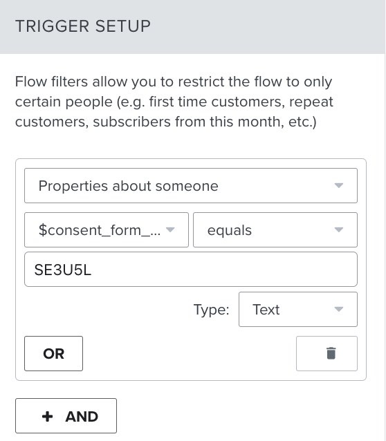 flödesfilter med definitionen inställd på egenskaper om någon, och dimensionen inställd på att motsvara formulärets ID.