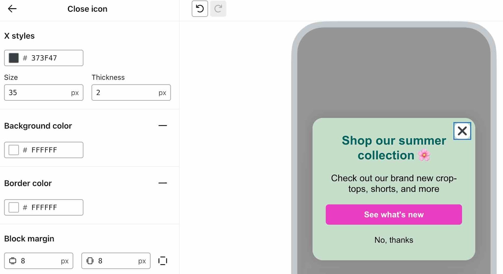 Stylingalternativ för ett formulär i en app