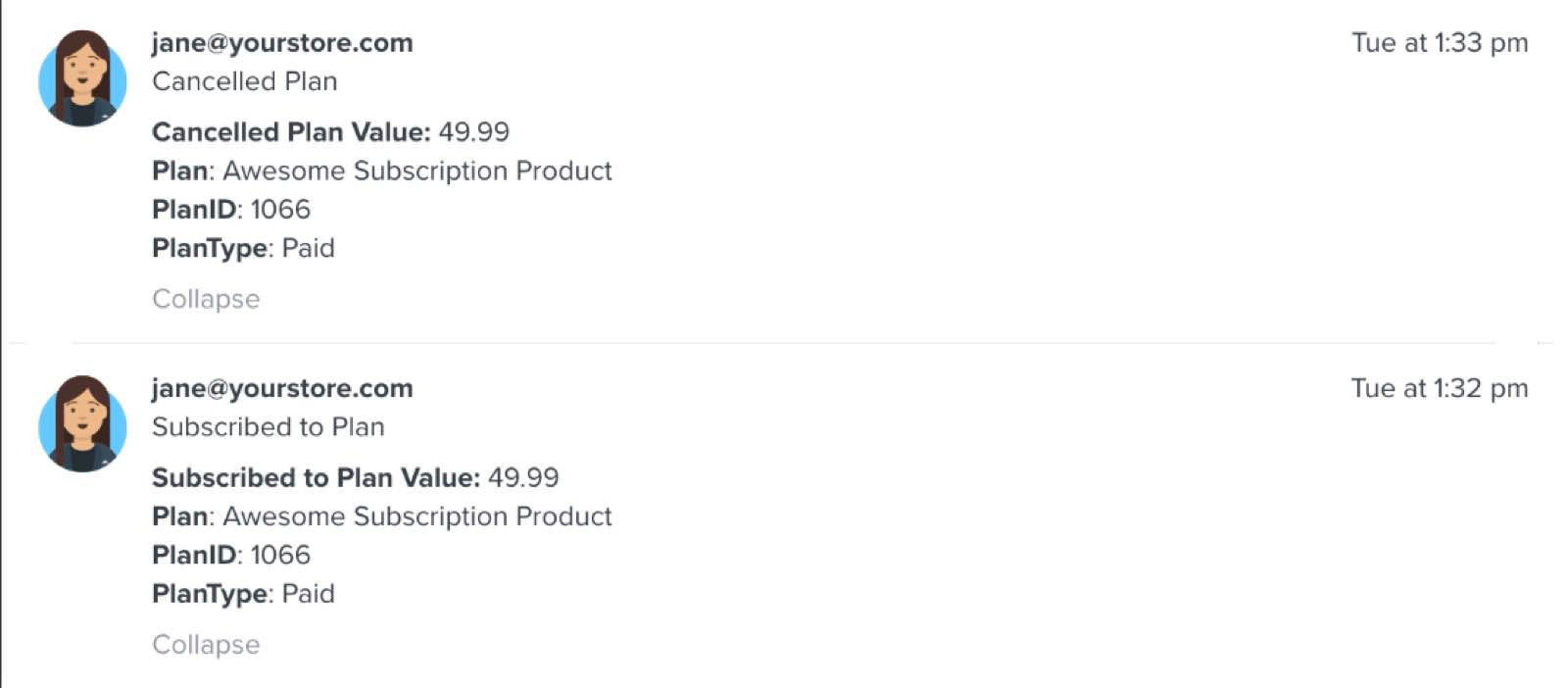 WooCommerce abonnemangsinformation i Klaviyo mättal