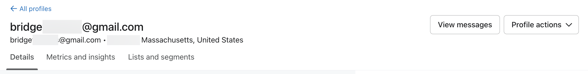 Överst på profilsidan