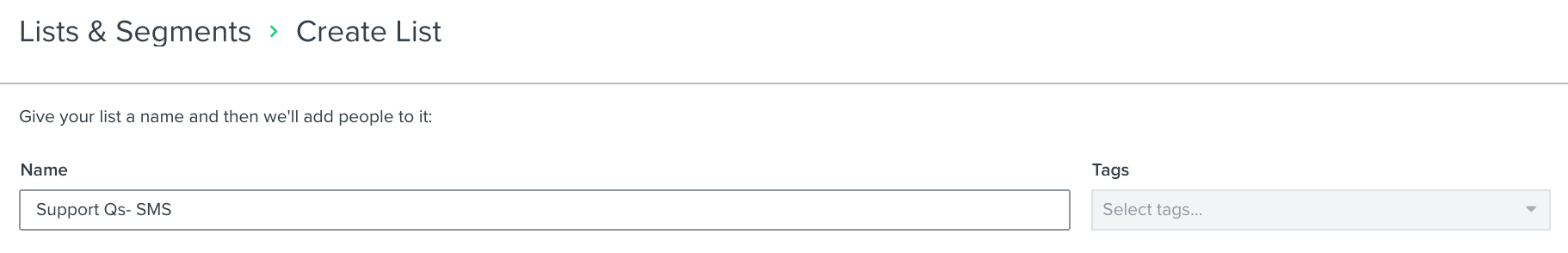 Exempel på en lista för personer som vill support