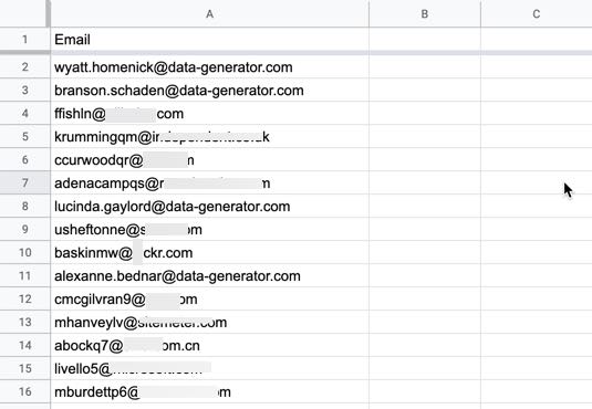 CSV med exempel på e-post
