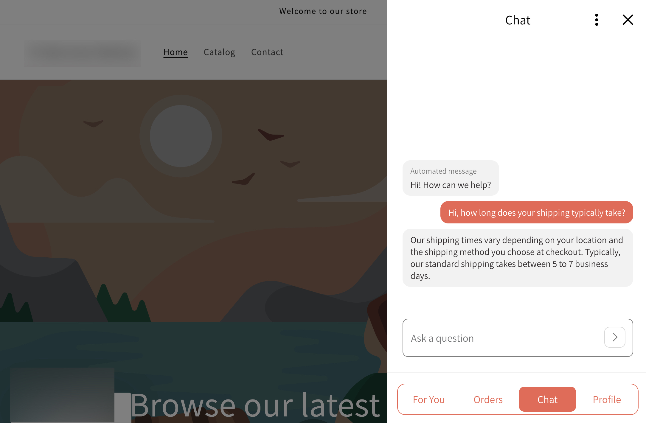 En shoppares vy av en pågående Webbchatt-konversation i Klaviyo Customer Hub.