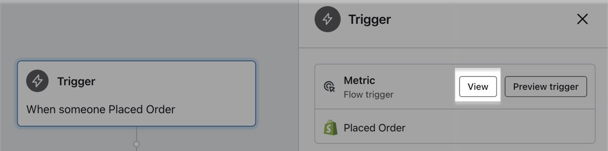Vänster sidofält hittades när man klickade på den flödande triggern med Placed Order som trigger.