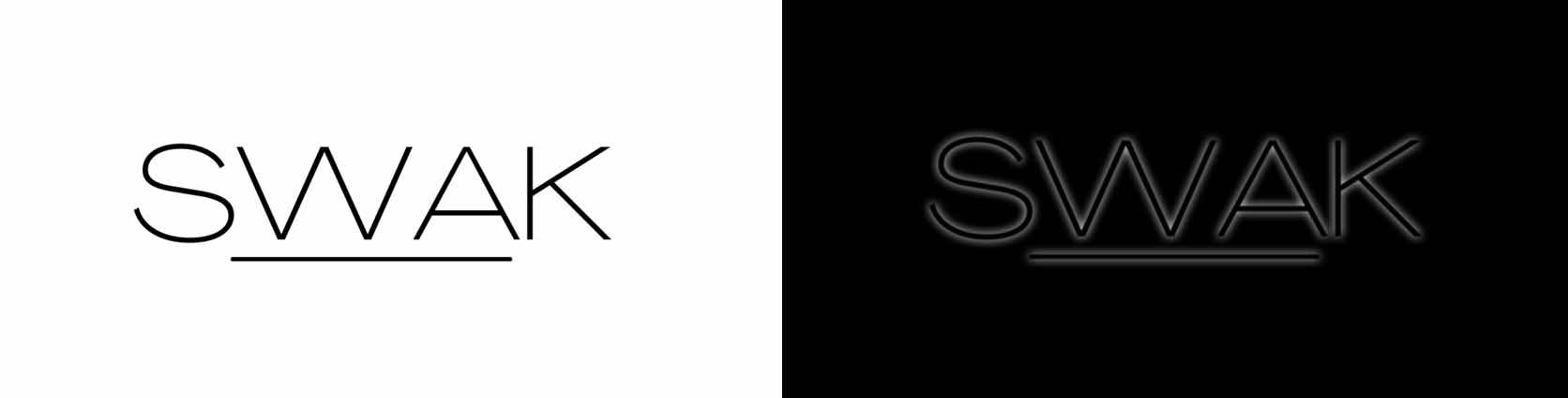 SWAK-logotypen på mörka och ljusa bakgrunder