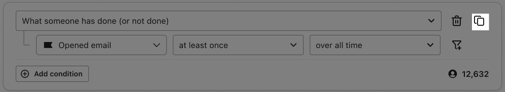 Alternativ för klonade villkor i segment builder