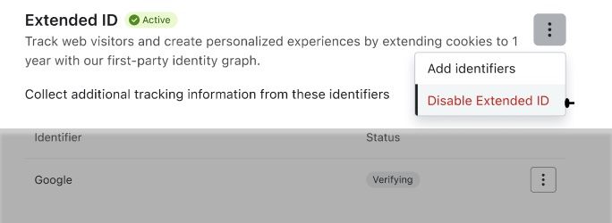 Opción para desactivar/inhabilitar el ID ampliado