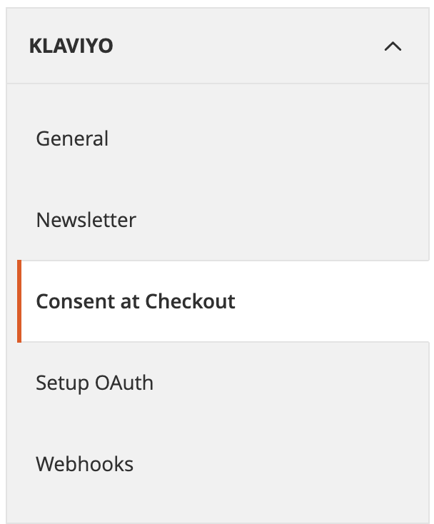 Consent at Checkout option highlighted in the Configuration page